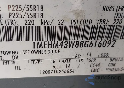 2008 Mercury Sable Premier z USA, uszkodzony, nr VIN 1MEHM43W88G616092